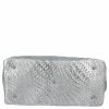 Stylowa Torebka Skórzana Shopper Bag Srebrna